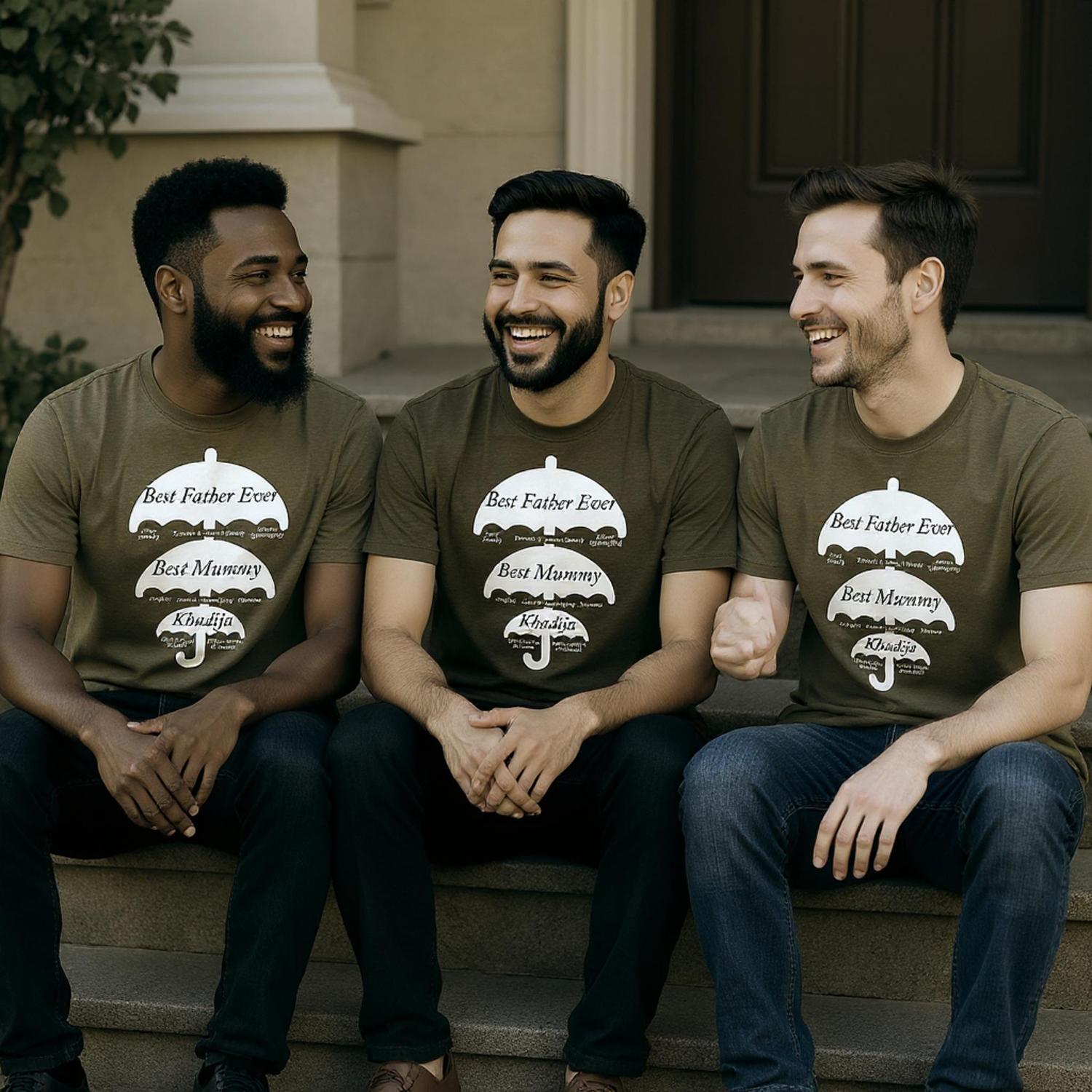 Personalised Islamic Family T-Shirt – Umbrella Design with Custom Names on Premium Cotton