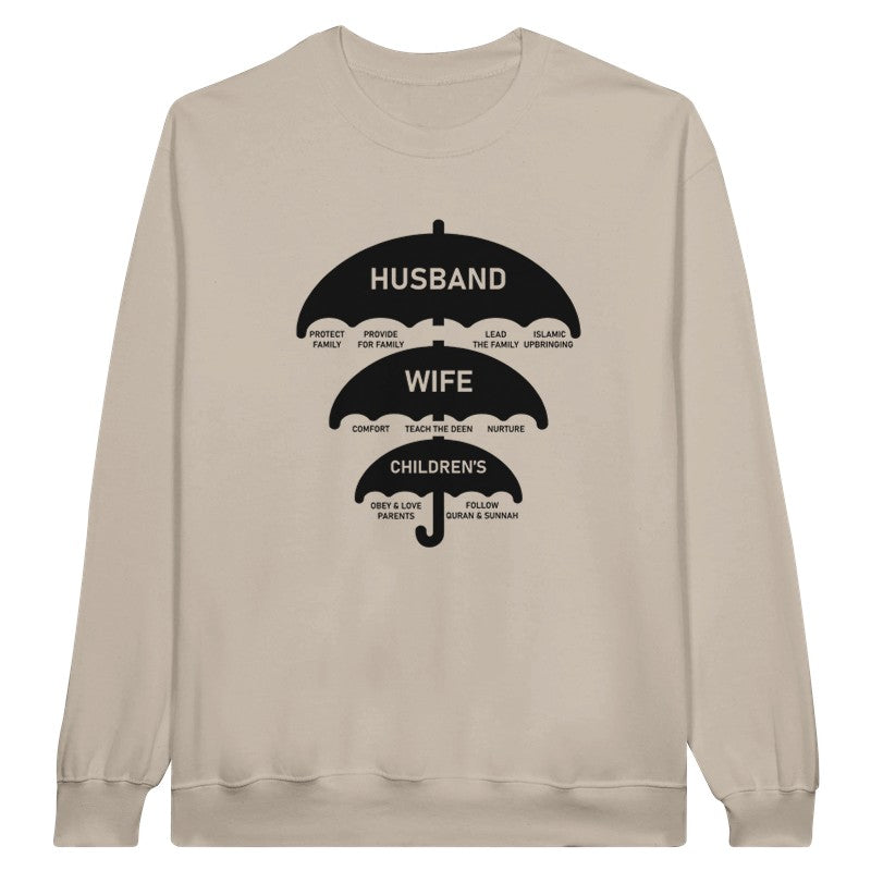 Islamic Family Umbrella Design Sweatshirt – Modest Faith-Based Clothing for Muslim Men